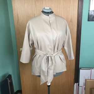 NWT Natori Nude Faux Leather Tie Up Jacket